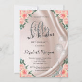 Silver High Heels Rozen 50th Birthday Party Kaart (Voorkant)