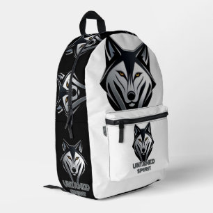 Silver Highlights op een Dark Abstract Wolf Form Bedrukte Rugzak