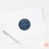 Silver Holiday Kerstmis Glitter Confetti Navy Ronde Sticker (Envelop)