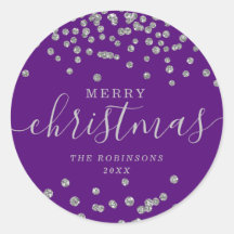 Silver Holiday Kerstmis Glitter Confetti Paars