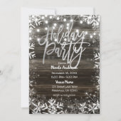 Silver Holiday Party Hout & Winter Sneeuwvlokken H Kaart (Voorkant)