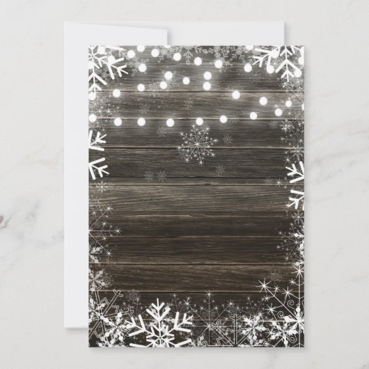 Silver Holiday Party Hout & Winter Sneeuwvlokken H Kaart (Achterkant)