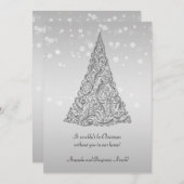 Silver Holiday Tree Snowflakes Invitation Card Kaart (Voorkant / Achterkant)