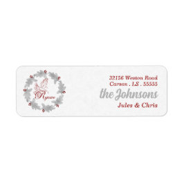 Silver Holiday Wreate met Dove Rejoice Address Etiket
