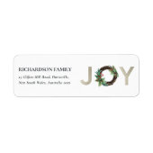 SILVER HOLLY BERRY JOY WREATH CHRISTMAS ADRES ETIKET (Voorkant)