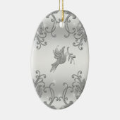 Silver Holly en Dove Keramisch Ornament (Rechts)