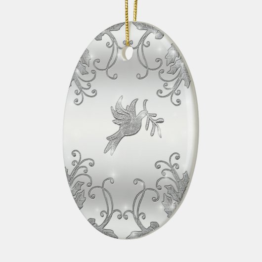 Silver Holly en Dove Keramisch Ornament (Links)
