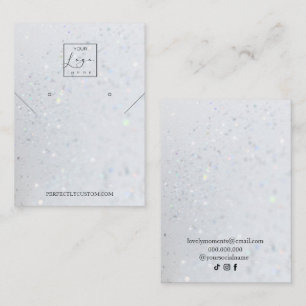 Silver Holographic Glitter ketting earing Busi Visitekaartje