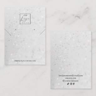 Silver Holographic Glitter ketting earing Visitekaartje