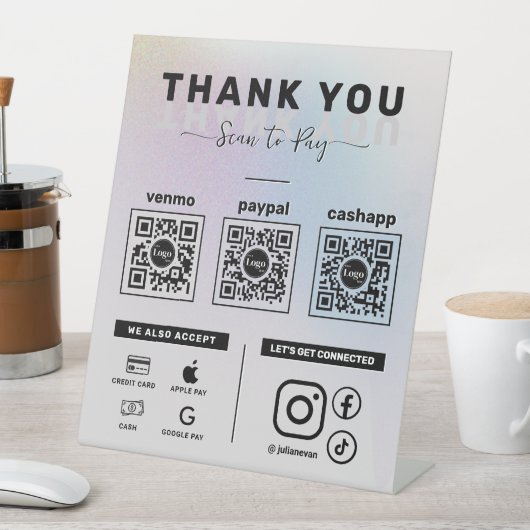 Silver Holographic Scan om 3 QR-code te betalen Da Reclamebord Met Voetstuk (Insitu)