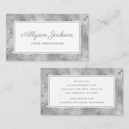 Silver Holographic Script-Visitekaartje Visitekaartje (Voorkant / Achterkant)