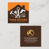 Silver Home Repair Tools Building Silhouette Vierkante Visitekaartje (Voorkant / Achterkant)