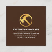 Silver Home Repair Tools Building Silhouette Vierkante Visitekaartje (Achterkant)