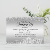 Silver Horse Carriage Princess Sweet 16 Invite Kaart (Staand voorkant)