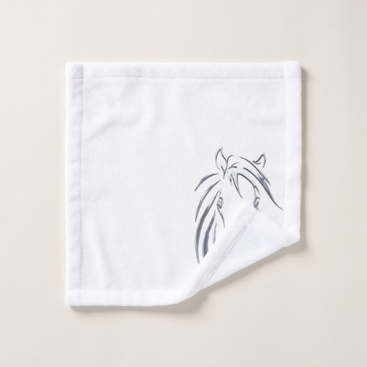 Silver Horse Head Bad Handdoek (Wasdoekje)
