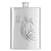 Silver Horse Head Monogram Heupfles (Voorkant)