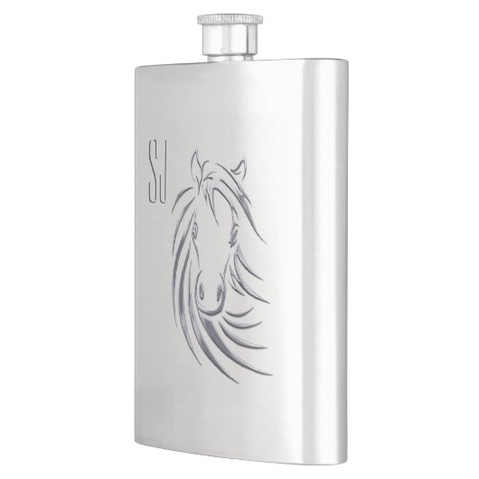 Silver Horse Head Monogram Heupfles (Links)