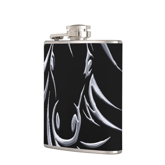 Silver Horse Head op Black Heupfles (Links)