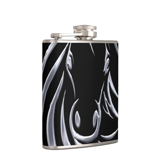 Silver Horse Head op Black Heupfles (Rechts)