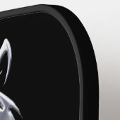 Silver Horse Head op Black Pickleball Paddle (Links Detail)