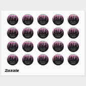 Silver Hot Pink Glitter-schijven zwart Quinceañera Ronde Sticker (Vel)