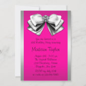 Silver Hot Pink Zebra Sweet 16 Party Kaart (Achterkant)