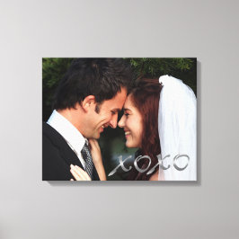 Silver Hugs en Kisses Wedding Photo Canvas Afdruk