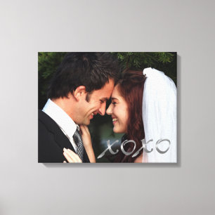 Silver Hugs en Kisses Wedding Photo Canvas Afdruk