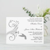 Silver Hummingbird Wedding Invitation Kaart (Staand voorkant)