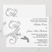 Silver Hummingbird Wedding Invitation Kaart (Voorkant / Achterkant)
