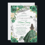 Silver Hunter Green Mexican Floral Quinceañera Kaart<br><div class="desc">Silver Hunter Green Mexican Floral Quinceañera</div>