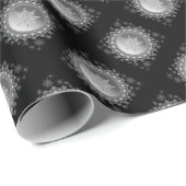 Silver Ice Crystal Snowflake Black Cadeaupapier (Rol Hoek)