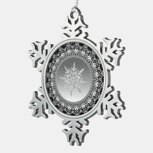 Silver Ice Snowflake Pewter-kerstversiering Tin Sneeuwvlok Ornament (Rechts)