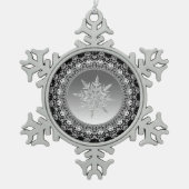 Silver Ice Snowflake Pewter-kerstversiering Tin Sneeuwvlok Ornament (Voorkant)