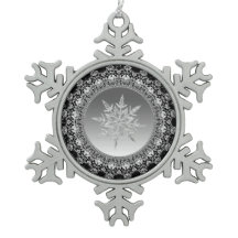 Silver Ice Snowflake Pewter-kerstversiering