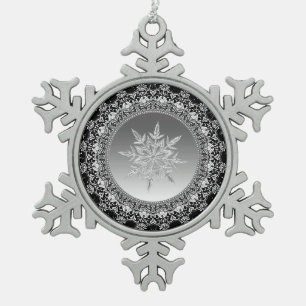Silver Ice Snowflake Pewter-kerstversiering Tin Sneeuwvlok Ornament