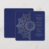 Silver Impression Afstuderen Invitation Kaart (Voorkant / Achterkant)