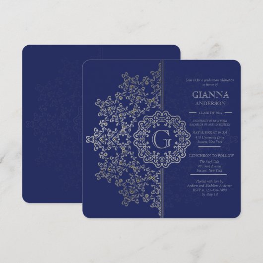 Silver Impression Afstuderen Invitation Kaart (Voorkant / Achterkant)