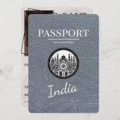 Silver India Passport Bewaar de datum Save The Date (Voorkant / Achterkant)