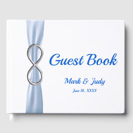 Silver Infinity Blue Ribbon Wedding Guestbook Gastenboek