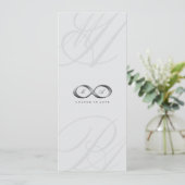 Silver Infinity Hand Clasp Couple Monogram Weddens Kaart (Staand voorkant)