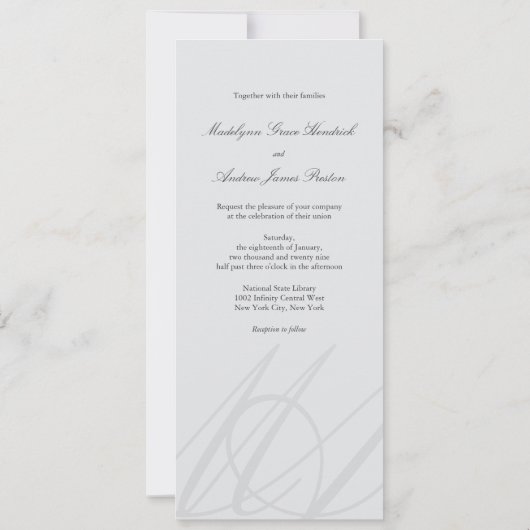 Silver Infinity Hand Clasp Couple Monogram Weddens Kaart (Achterkant)