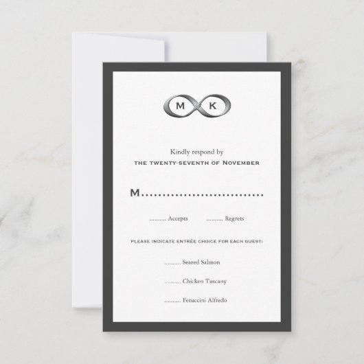 Silver Infinity Hand Clasp Wedding RSVP-kaart RSVP Kaartje (Voorkant)