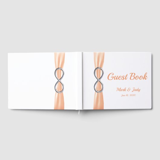 Silver Infinity Oranje Ribbon Wedding Guestbook Gastenboek (Volledig)