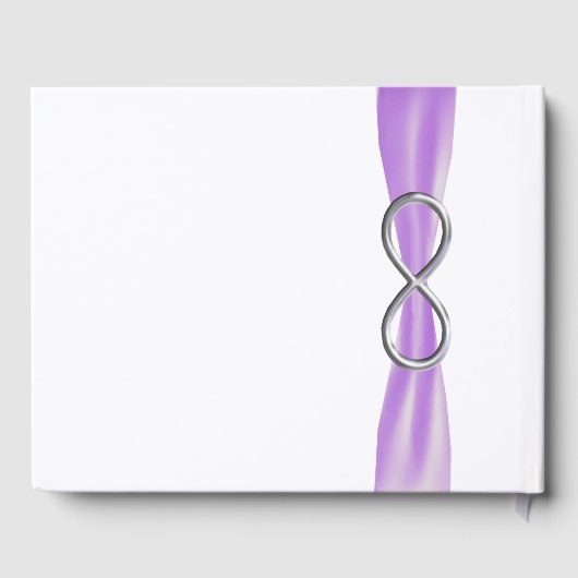 Silver Infinity Paars Ribbon Wedding Guestbook Gastenboek (Achterkant)