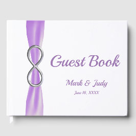 Silver Infinity Paars Ribbon Wedding Guestbook Gastenboek