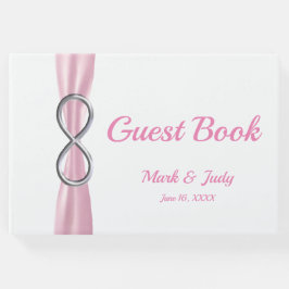 Silver Infinity Pink Ribbon Wedding Guestbook Gastenboek