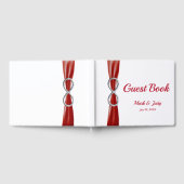 Silver Infinity Red Ribbon Bruiloft Gastenboek (Volledig)
