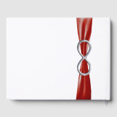 Silver Infinity Red Ribbon Bruiloft Gastenboek (Achterkant)