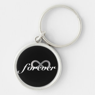 Silver Infinity symbool met het woord Forever Sleutelhanger